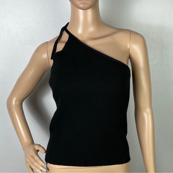 NEW BA&SH BLACK ONE-SHOULDER TANK TOP - Picture 2 of 9